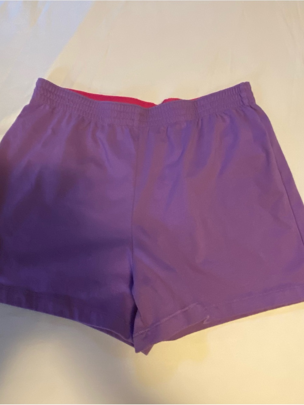 Kids Purple Athletic Shorts with Elastic Waist and Pink Lining